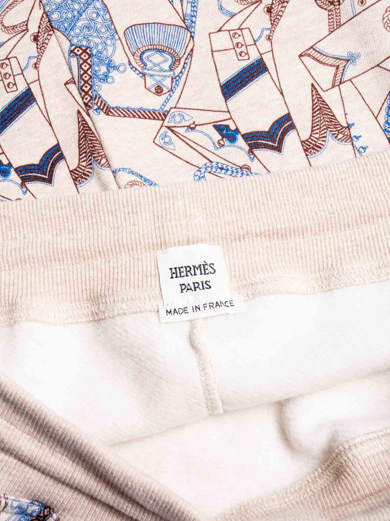 Hermes Cotton Egyptian Pattern Sporty Mini Skirt Beige-designer resale