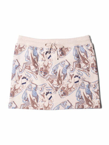Hermes Cotton Egyptian Pattern Sporty Mini Skirt Beige-designer resale