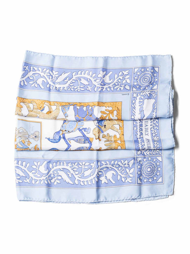 Hermes Early America Silk Scarf 90 Blue-designer resale