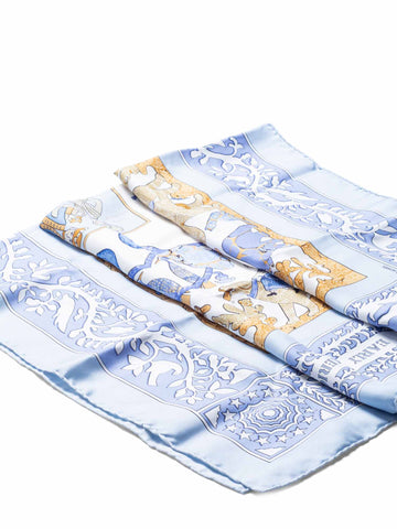 Hermes Early America Silk Scarf 90 Blue-designer resale