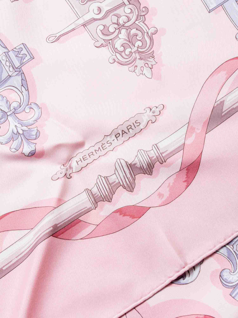 Hermes Ferronnerie Equestrian Silk Scarf 90 Pink-designer resale