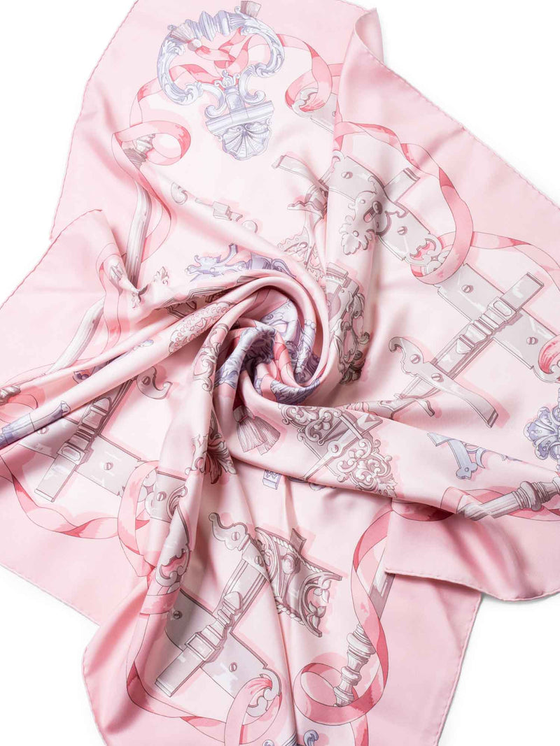 Hermes Ferronnerie Equestrian Silk Scarf 90 Pink-designer resale