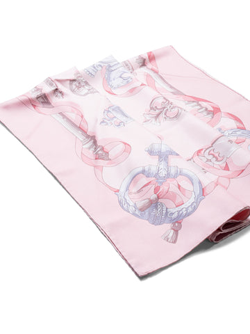 Hermes Ferronnerie Equestrian Silk Scarf 90 Pink-designer resale