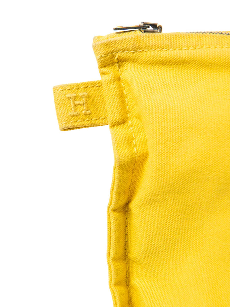 Hermes H Logo Canvas Zippered Makeup Bag Yellow-designer resale