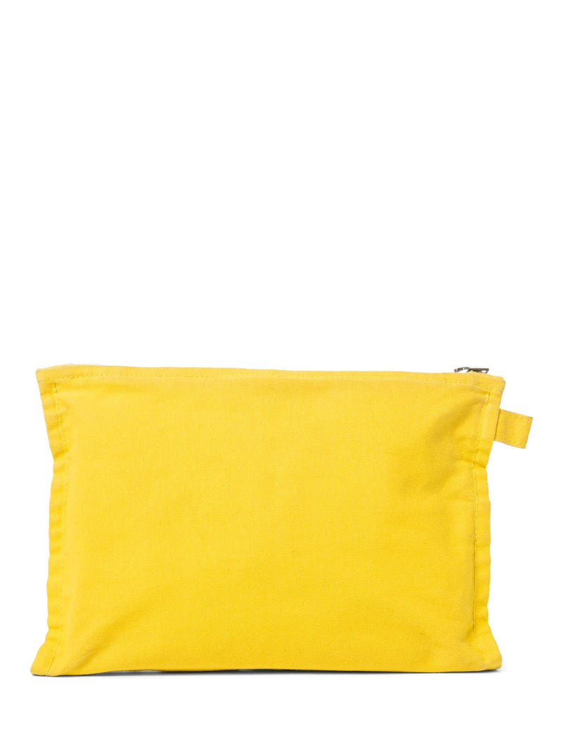 Hermes H Logo Canvas Zippered Makeup Bag Yellow-designer resale
