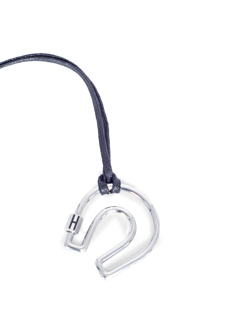 Hermes H Logo Horseshoe Pendant Necklace Palladium-designer resale