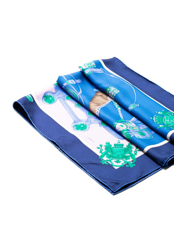 Hermes Harnais de Cour Silk Scarf Blue Pink-designer resale
