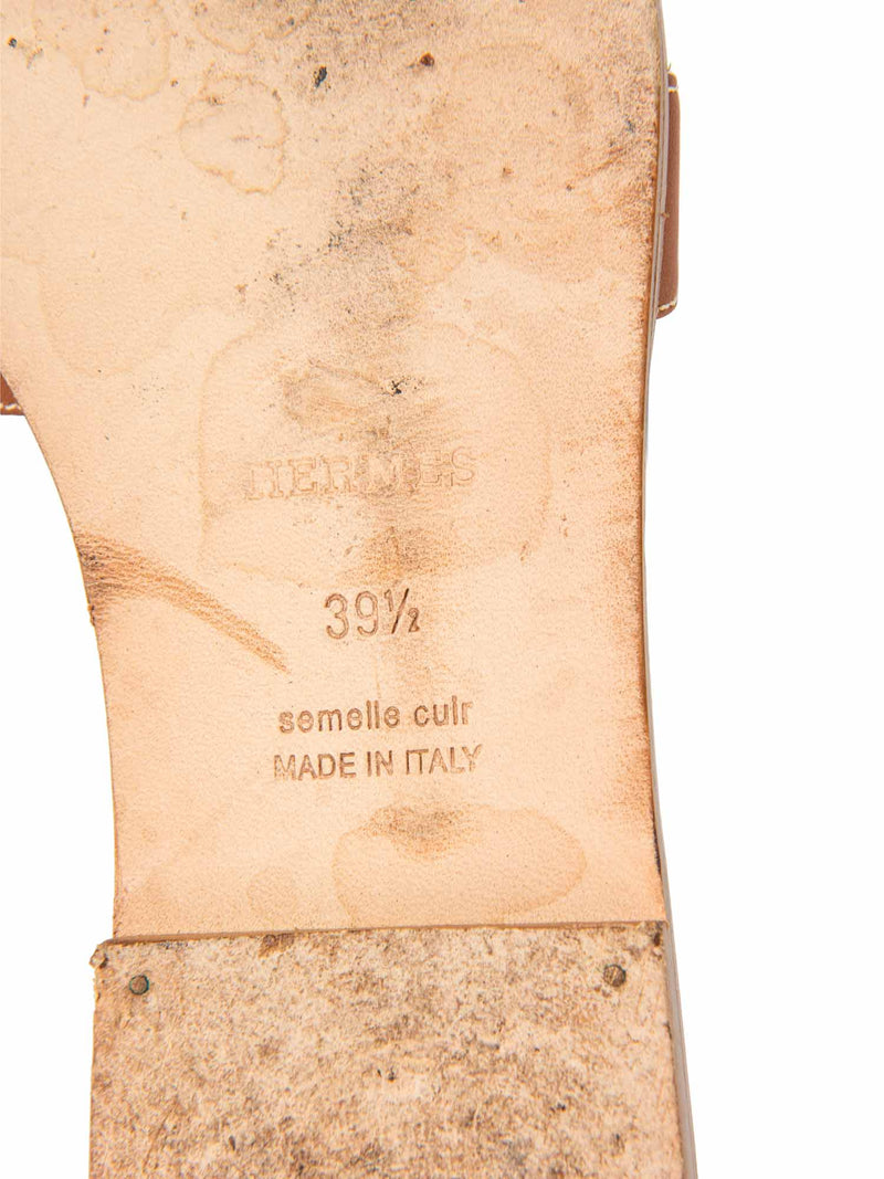 Hermes Leather Oran Slip On Sandal Brown-designer resale