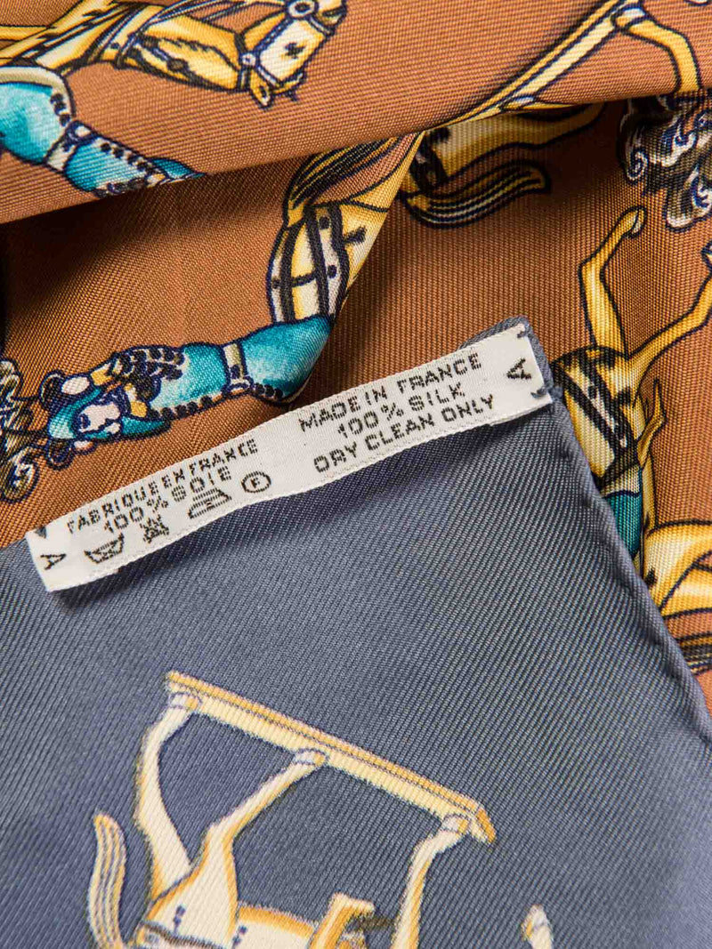 Hermes Les Artificiers Silk Scarf Navy Brown-designer resale