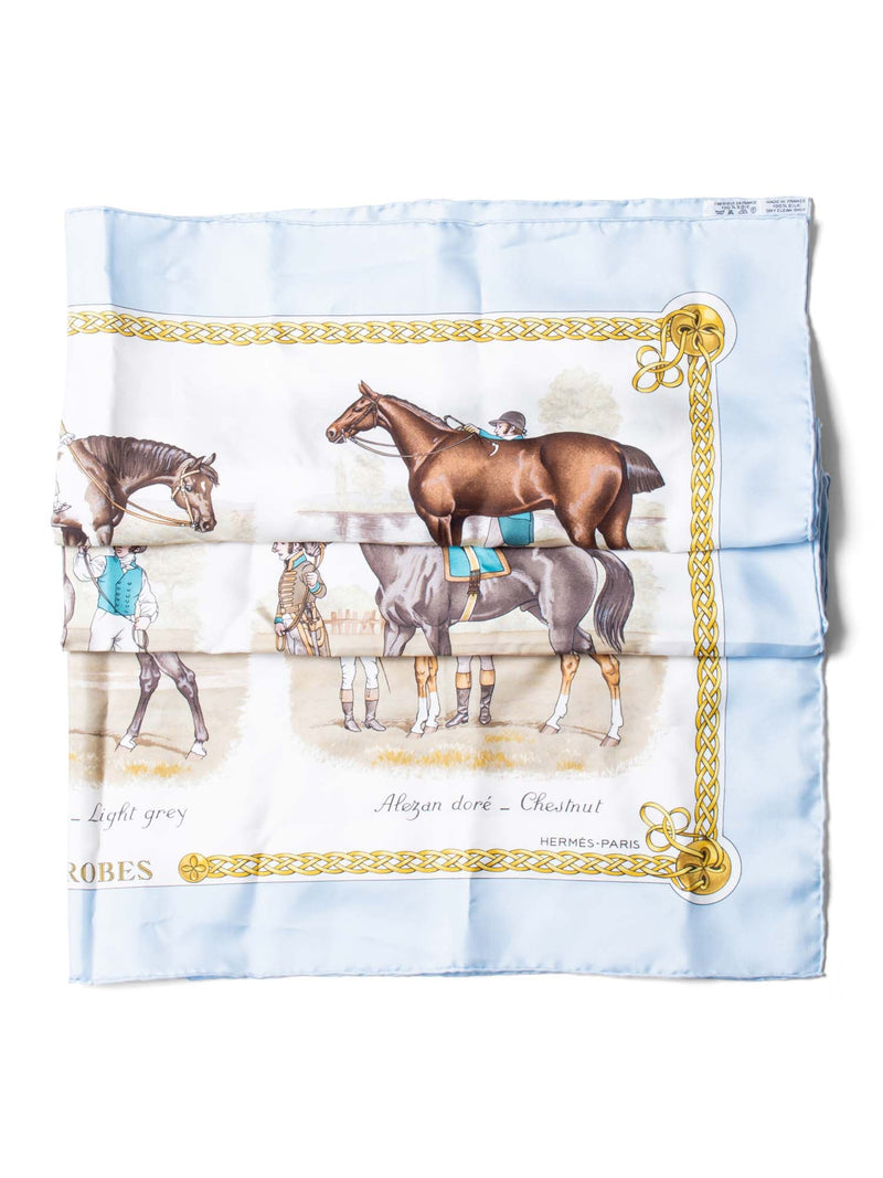 Hermes Les Robes Equestrian Silk Scarf 90 Blue-designer resale