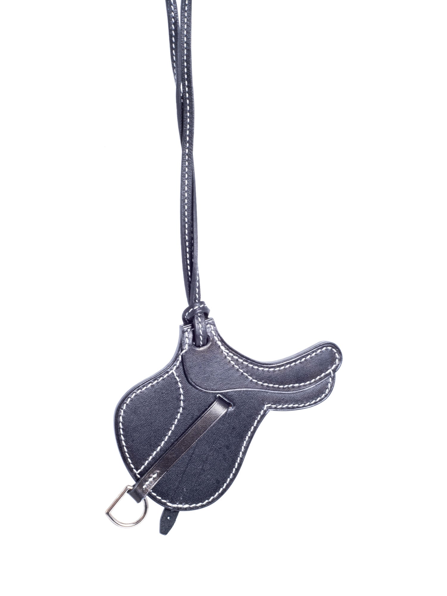 Hermes Logo Saddle Birkin Bag Accessory Black White