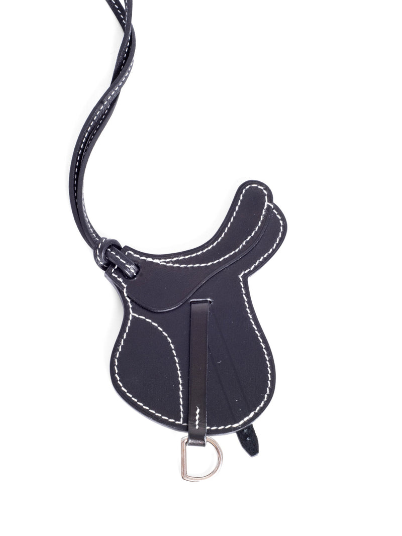 Hermes Logo Saddle Birkin Bag Accessory Black White-designer resale