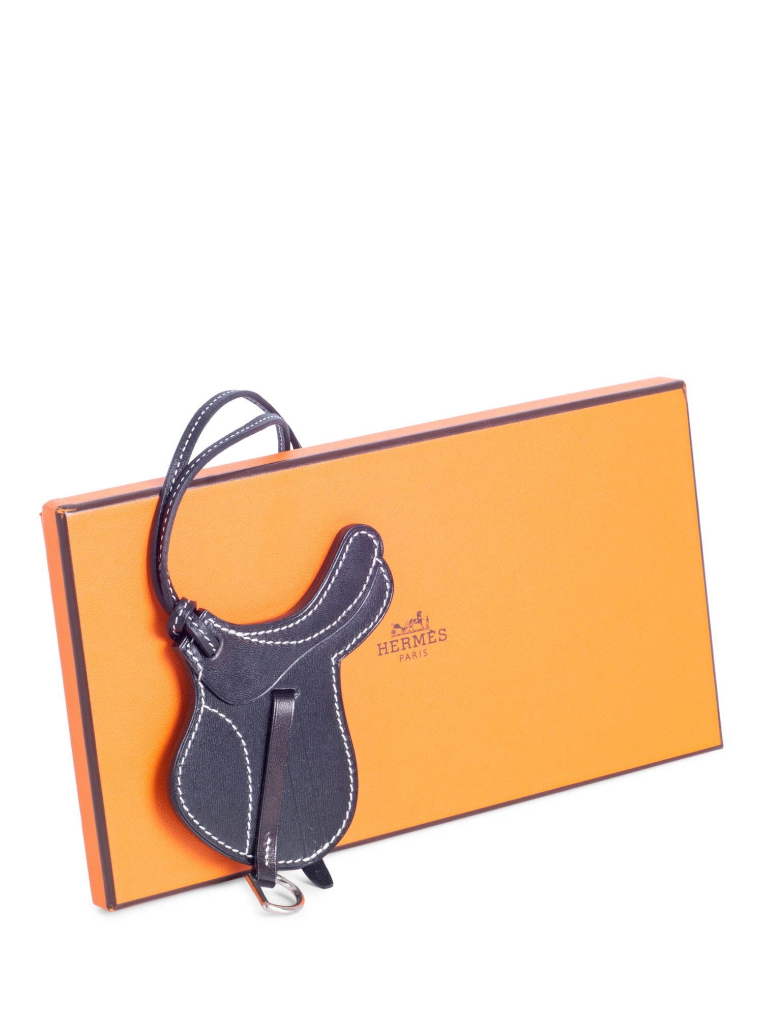 Hermes Logo Saddle Birkin Bag Accessory Black White-designer resale
