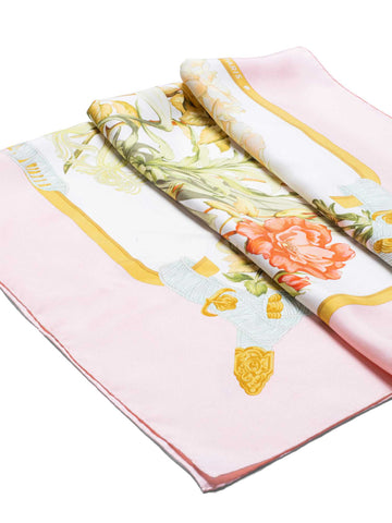 Hermes Regina Silk Floral Scarf Pink-designer resale
