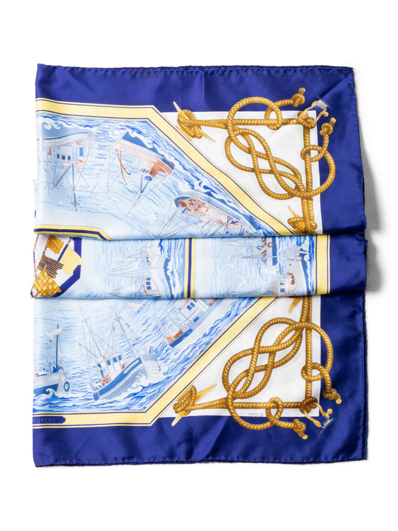 Hermes Silk Retour De Peche Nautical Scarf Blue-designer resale