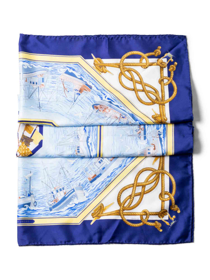 Hermes Silk Retour De Peche Nautical Scarf Blue-designer resale