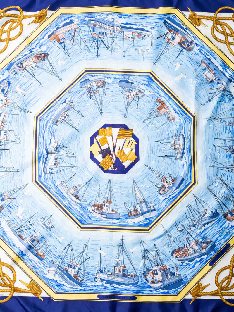 Hermes Silk Retour De Peche Nautical Scarf Blue-designer resale