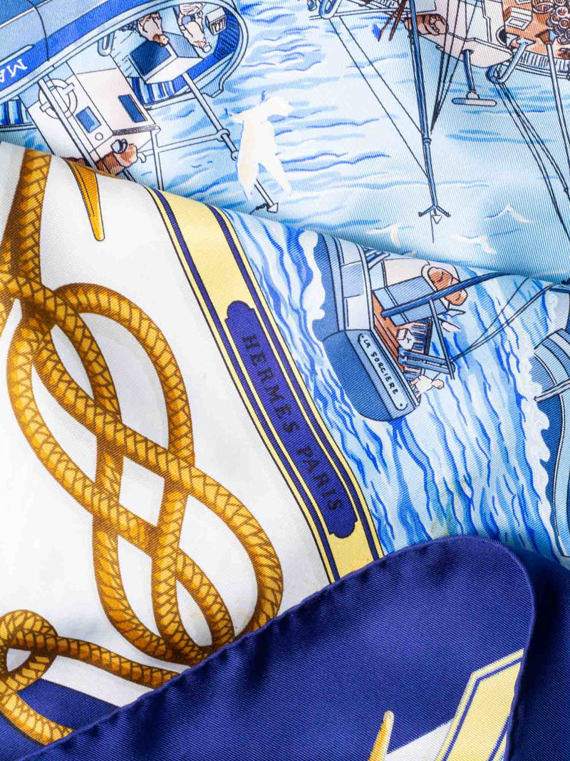 Hermes Silk Retour De Peche Nautical Scarf Blue-designer resale
