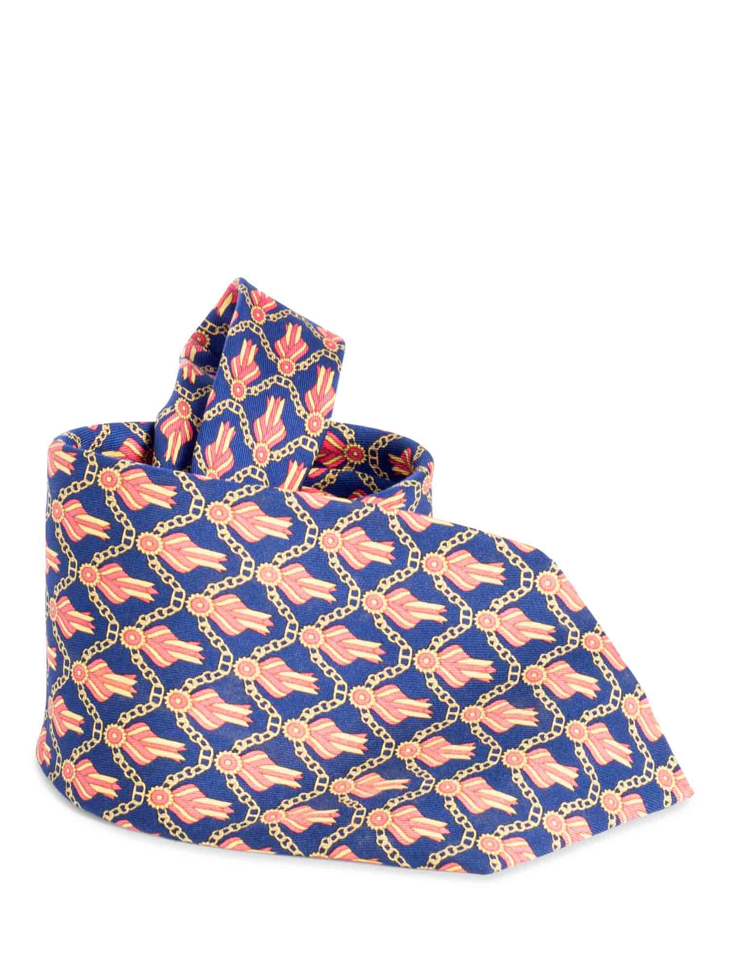 Hermes Silk Ribbon Tie Navy-designer resale