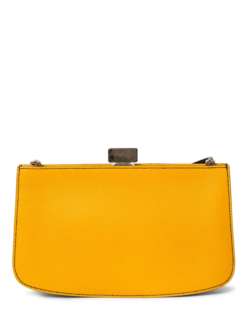 Hermes Vintage Logo Leather Taxi Messenger Bag Yellow Black-designer resale