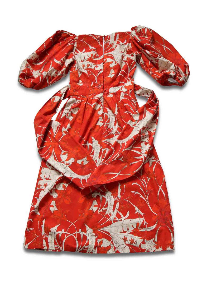 Johanna Ortiz Cotton Floral Midi Dress Red White Johanna Ortiz Cotton Floral Midi Dress Red White