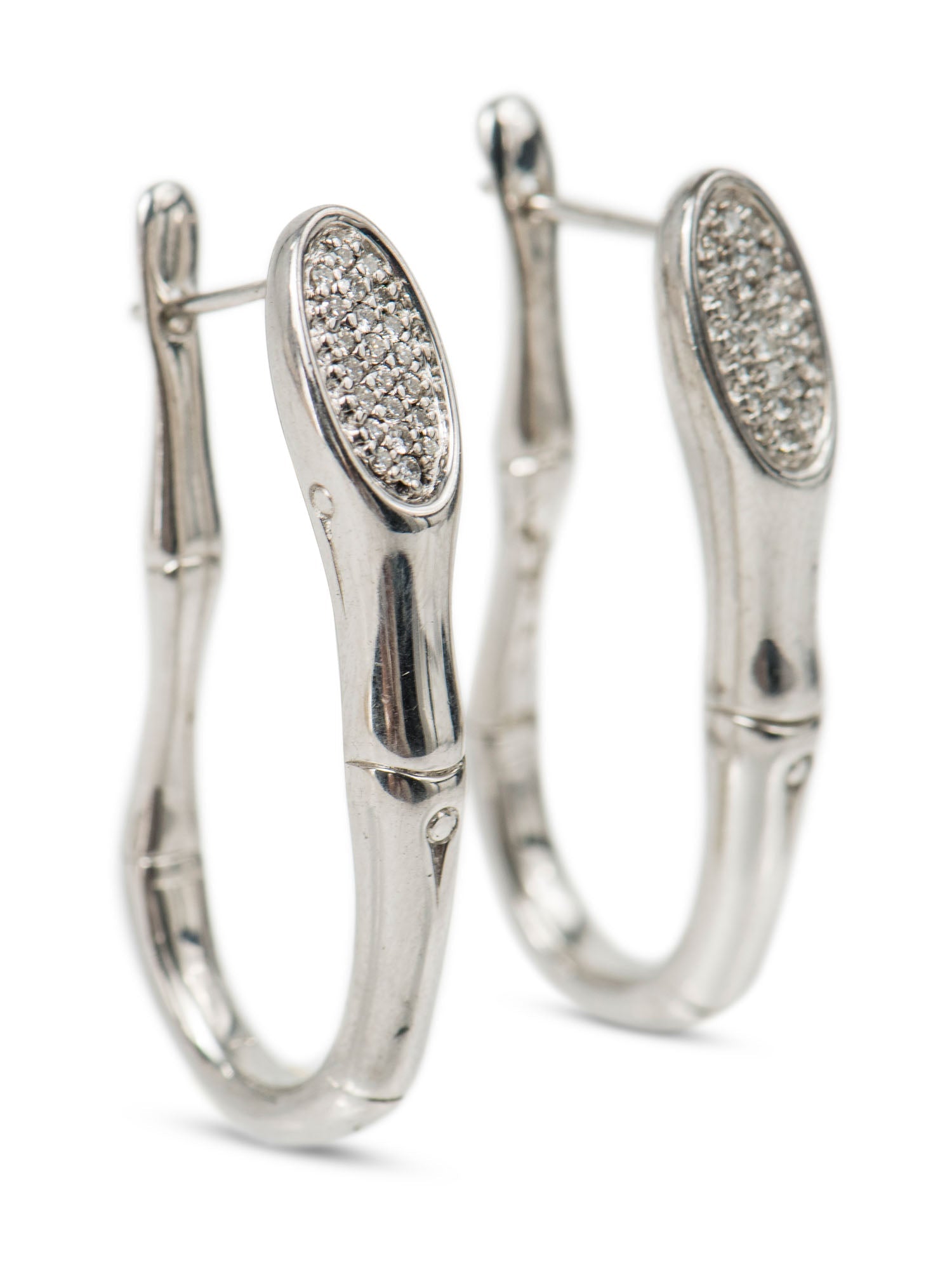 John Hardy Sterling Silver Diamond Bamboo Earrings
