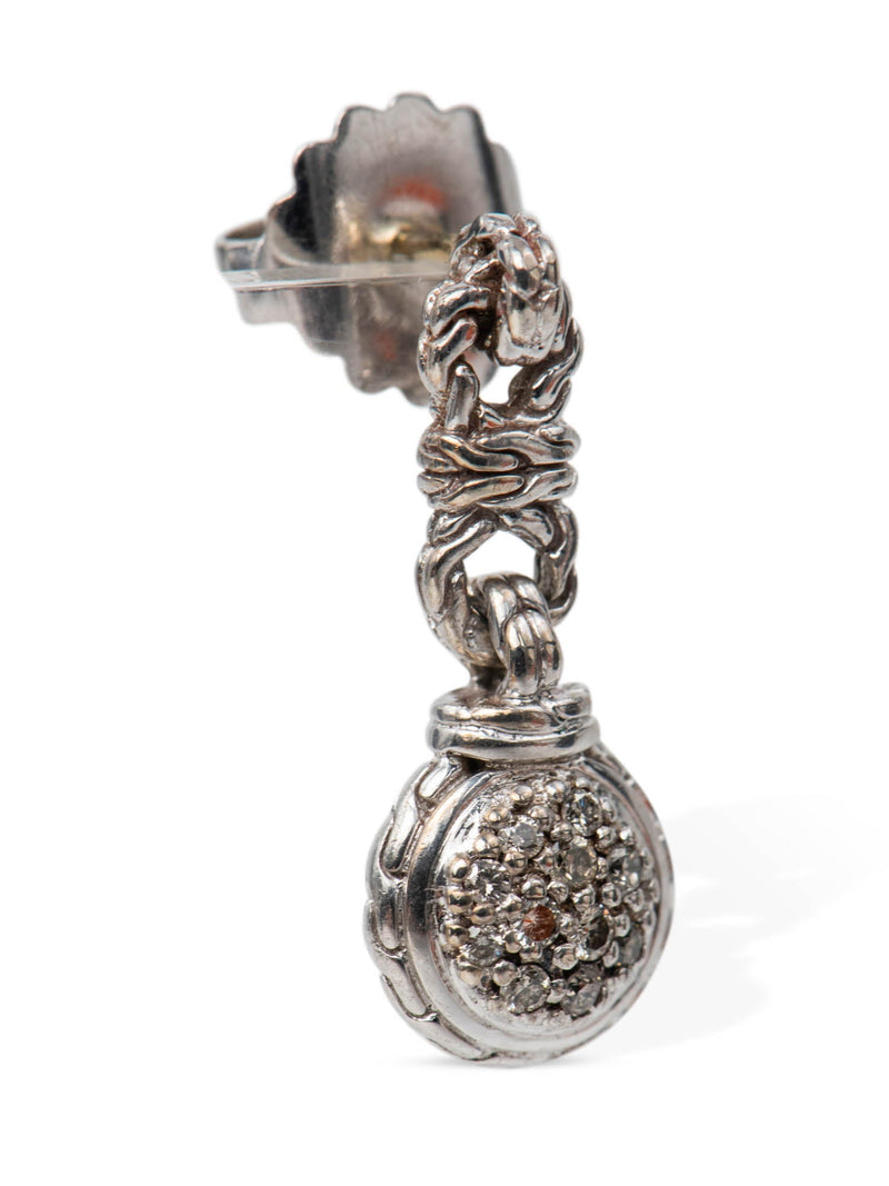 John Hardy Sterling Silver Diamond Cable Drop Earrings