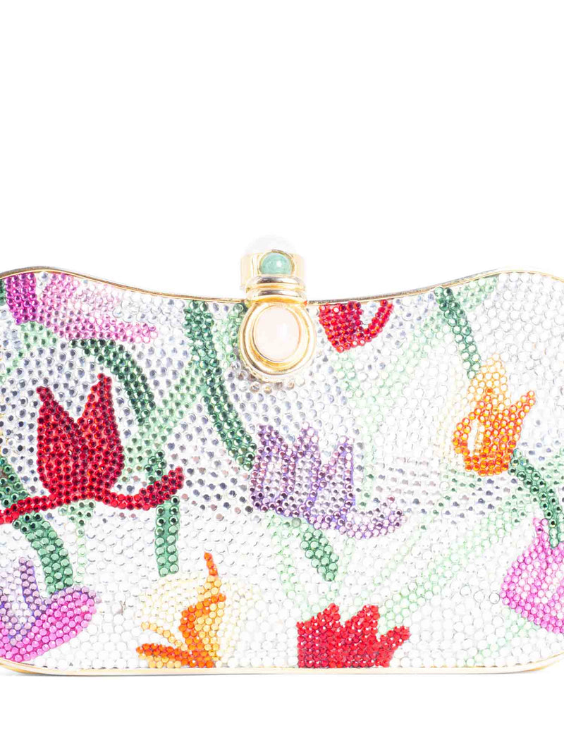 Judith Leiber Pearl Jade 24K Gold Plated Tulip Jewel Mini Bag Multicolor-designer resale