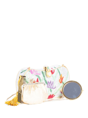 Judith Leiber Pearl Jade 24K Gold Plated Tulip Jewel Mini Bag Multicolor-designer resale