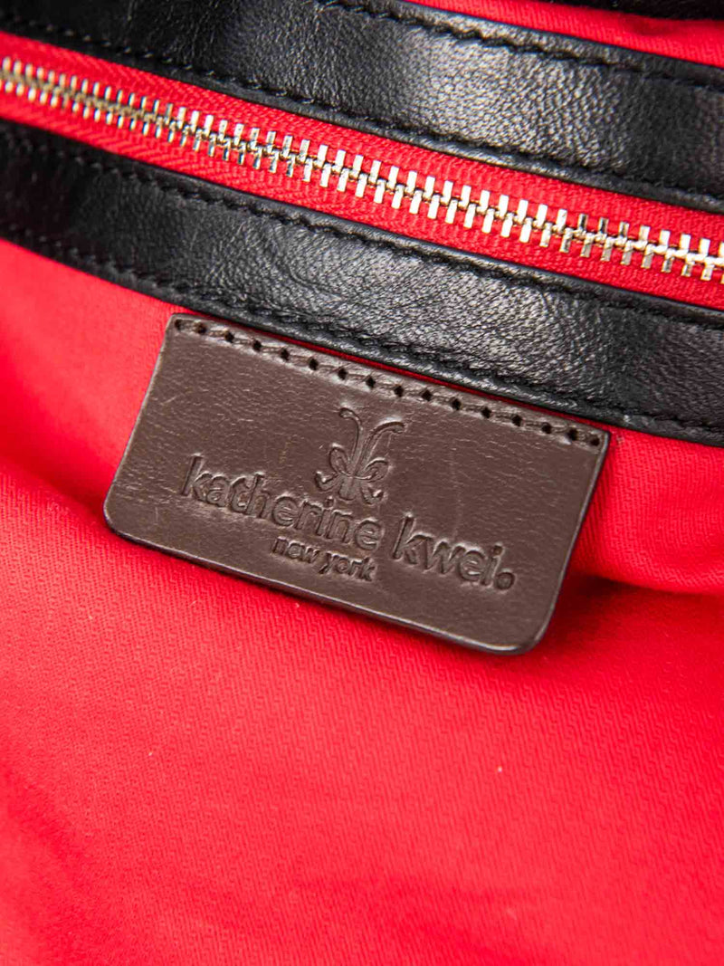 Katherine Kwei Snakeskin Fringe Top Handle Bag Beige-designer resale