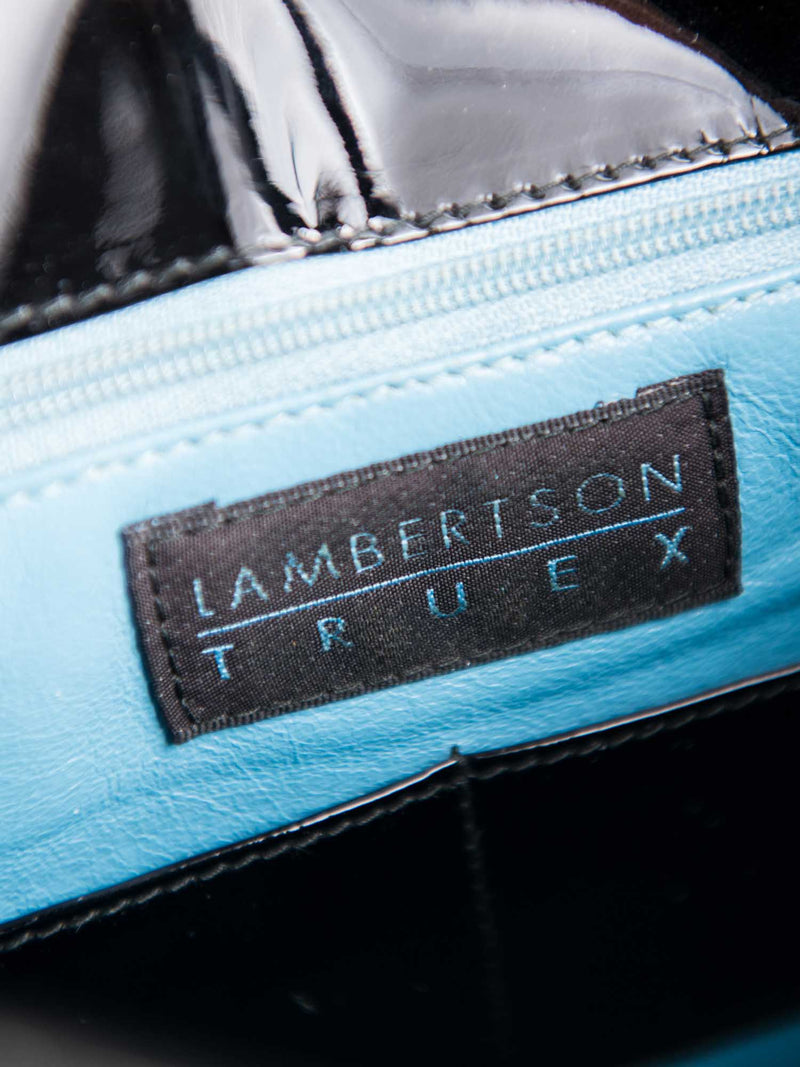 Lambertson Truex Cowhide Patent Leather Top Handle Bag Black-designer resale