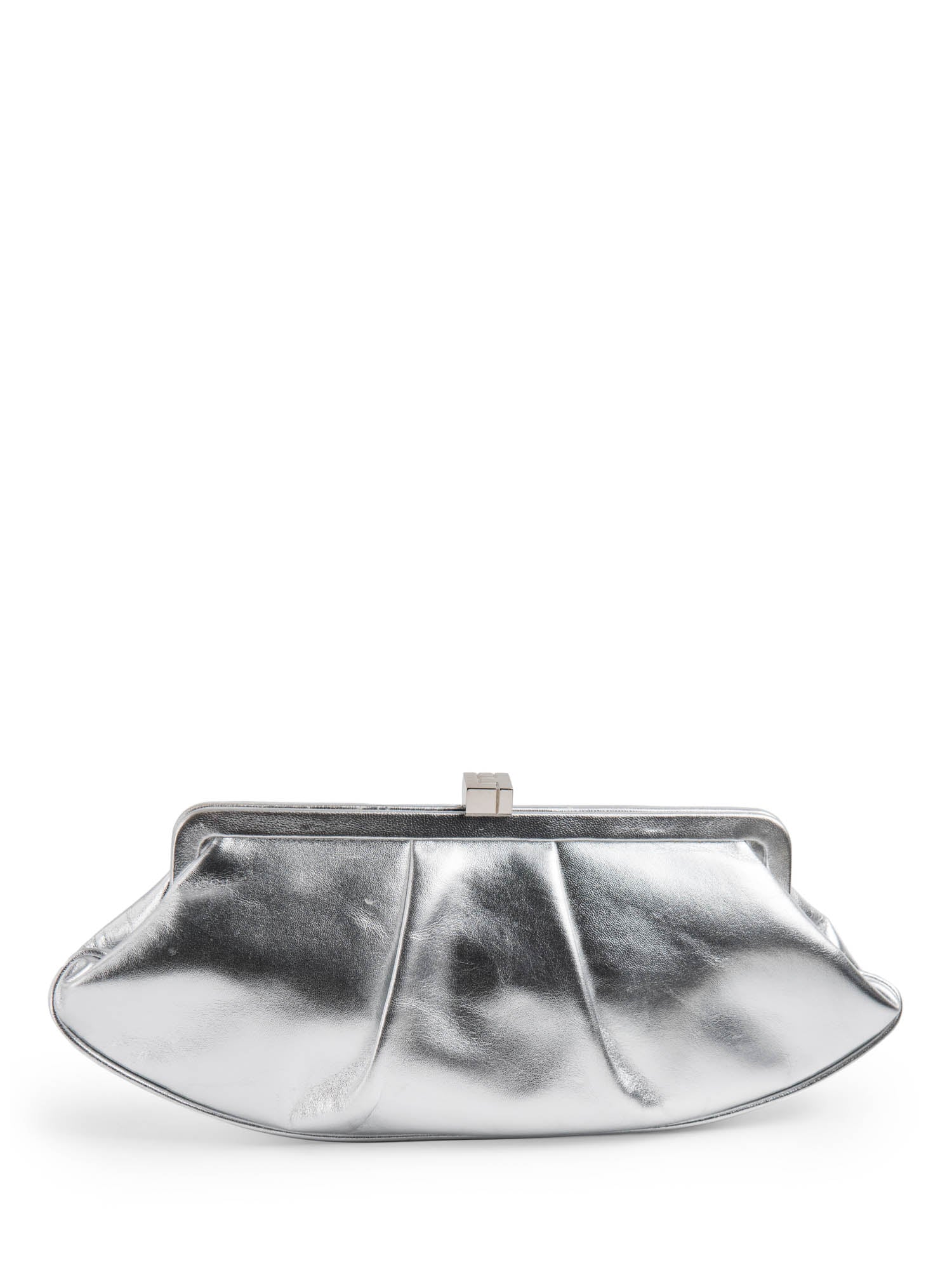 Lambertson Truex LT Logo Clasp Clutch Bag Silver-designer resale
