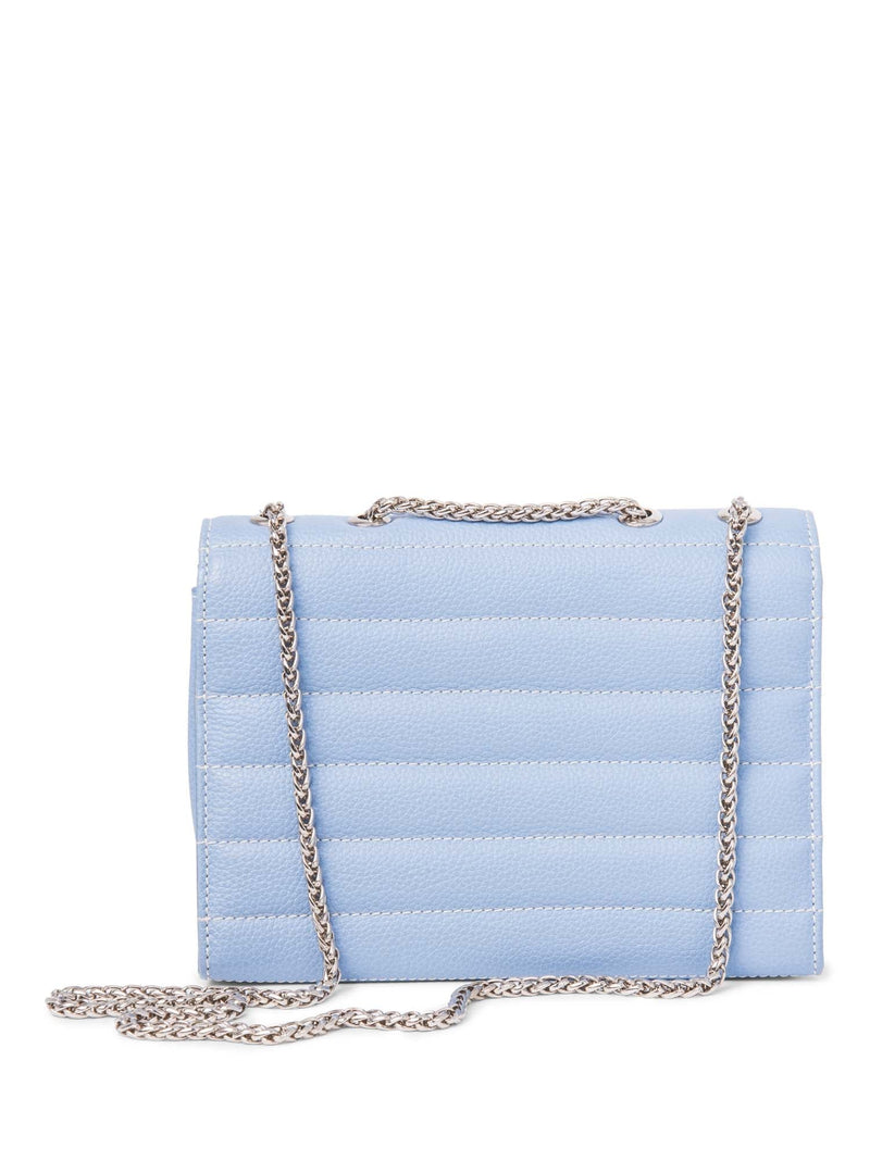 Lambertson Truex Logo Quilted Caviar Leather Flap Messenger Bag Baby Blue-designer resale