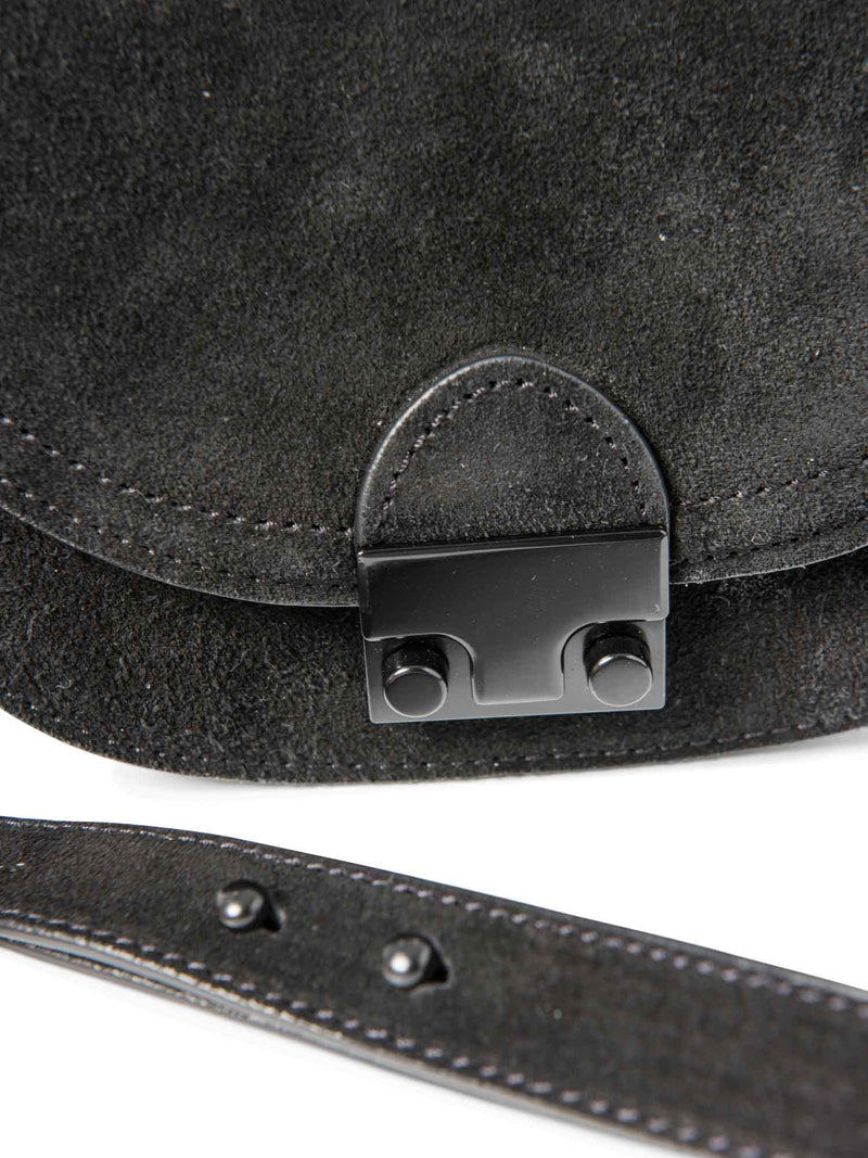 Loefler Randall Suede Saddle Messenger Bag Black-designer resale