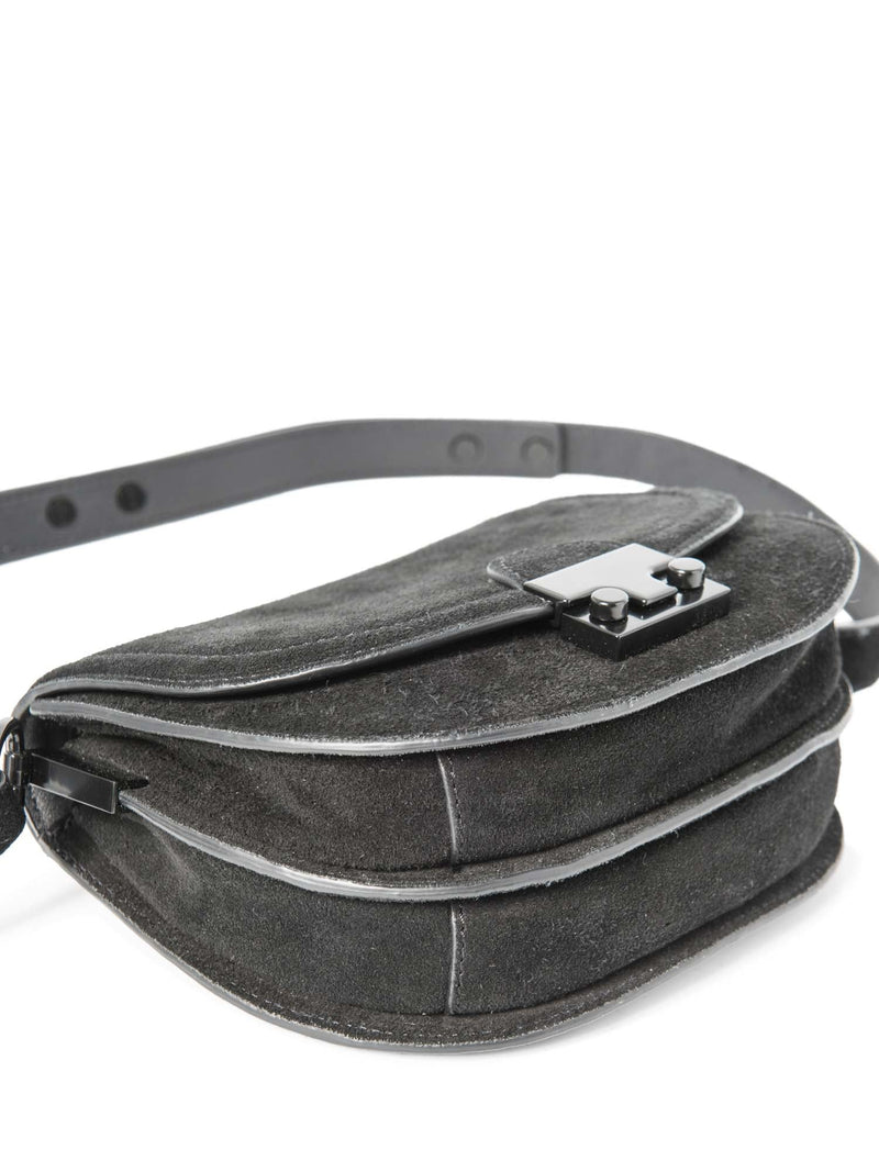 Loefler Randall Suede Saddle Messenger Bag Black-designer resale