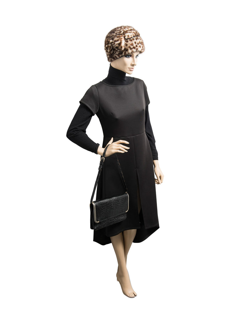 Loewe Crocodile Leather Flap Bag Black Gold-designer resale