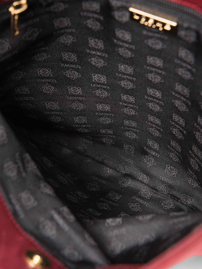 Loewe Leather Logo Suede Shopper Bag Red-designer resale
