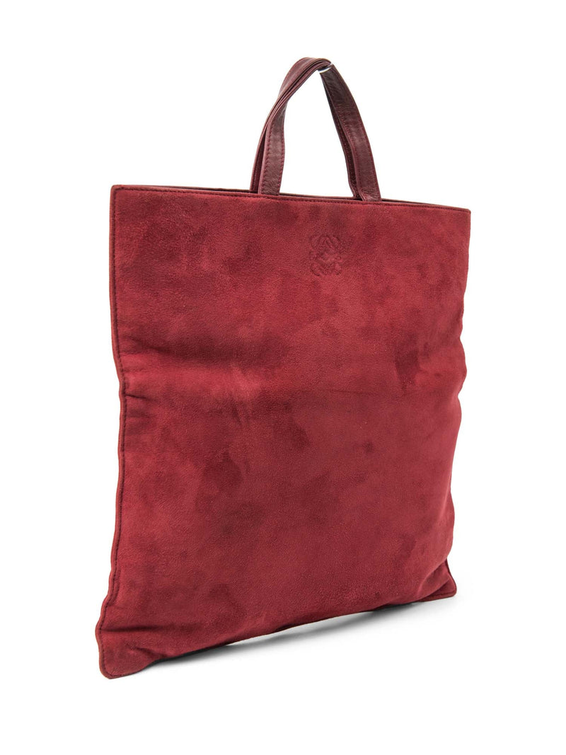Loewe Leather Logo Suede Shopper Bag Red-designer resale