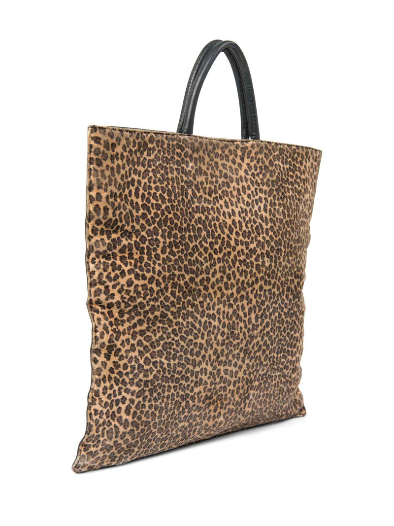 Loewe Logo Animal Print Suede Shopper Bag Black Brown-designer resale