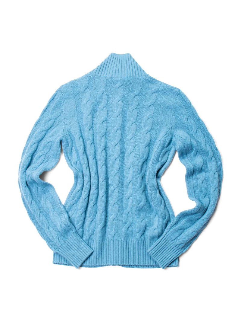 Loro Piana Cashmere Cable Knit Cardigan Blue-designer resale