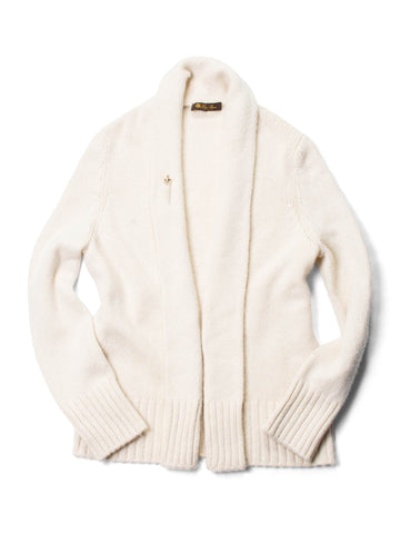 Loro Piana Cashmere Pin Knitted Cardigan Ivory-designer resale