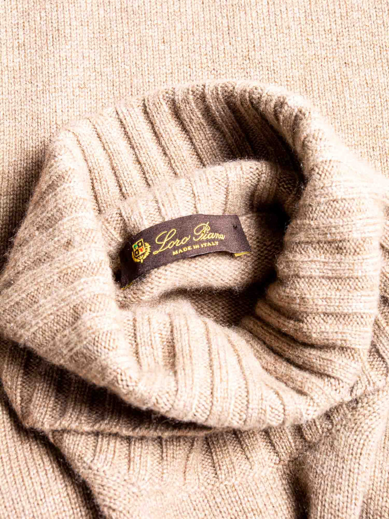 Loro Piana Cashmere Turtleneck Sweater Camel Beige-designer resale