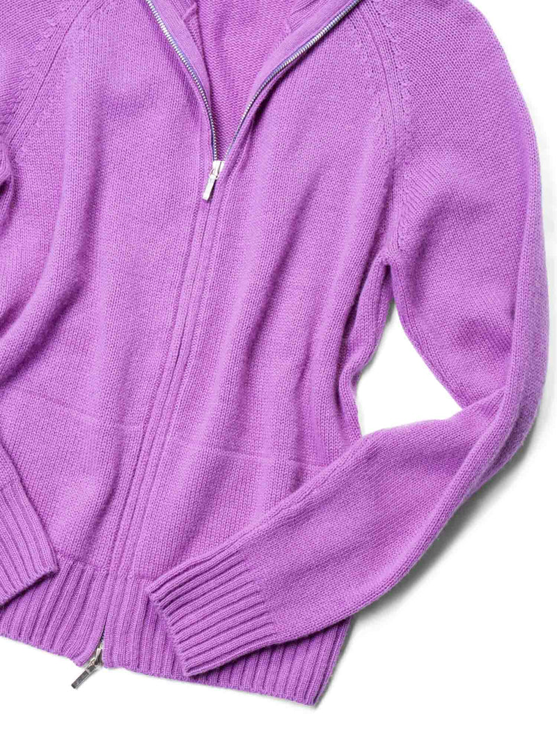 Loro Piana Cashmere Zip Cardigan Purple-designer resale
