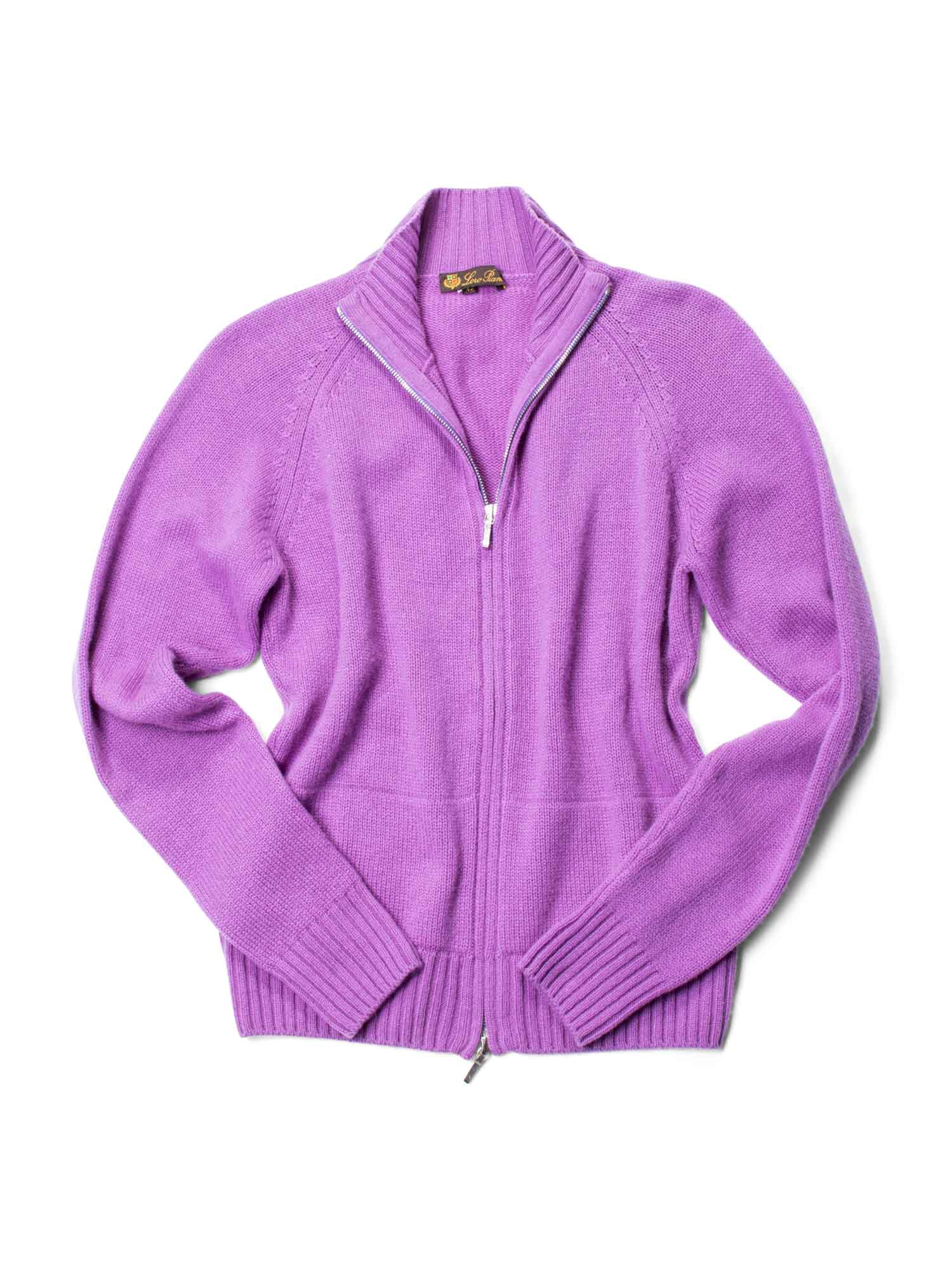 Loro Piana Cashmere Zip Cardigan Purple