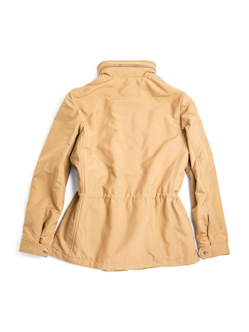 Loro Piana Hooded Pocketed Zippered Utility Jacket Beige Gold-designer resale