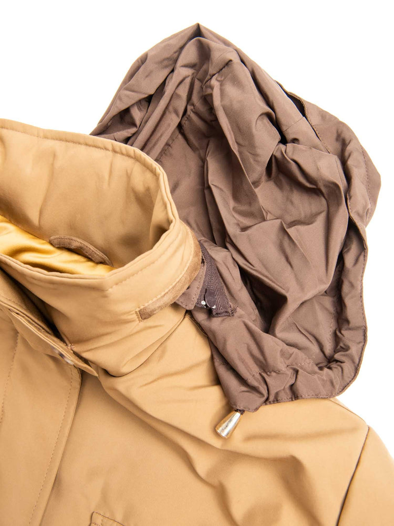 Loro Piana Hooded Pocketed Zippered Utility Jacket Beige Gold-designer resale