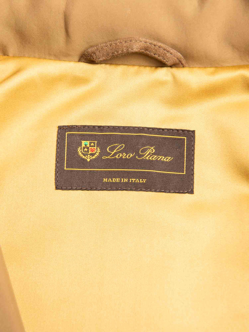 Loro Piana Hooded Pocketed Zippered Utility Jacket Beige Gold-designer resale