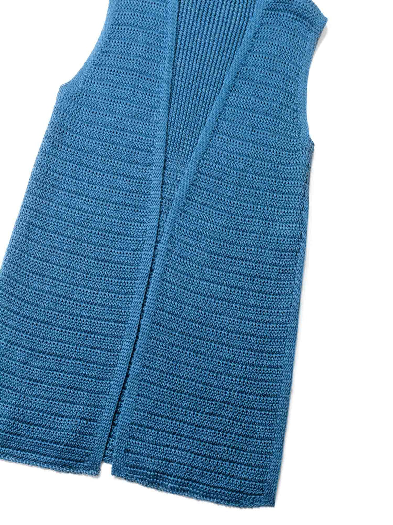 Loro Piana Knit Sleeveless Blouse Vest Set Navy Blue-designer resale