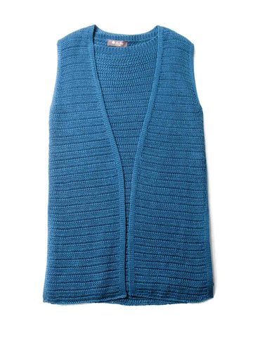 Loro Piana Knit Sleeveless Blouse Vest Set Navy Blue-designer resale