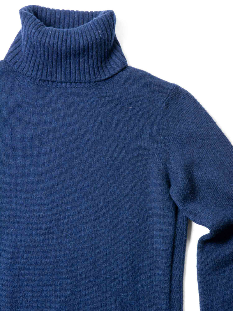Loro Piana Logo Baby Cashmere Turtleneck Sweater Navy Blue-designer resale